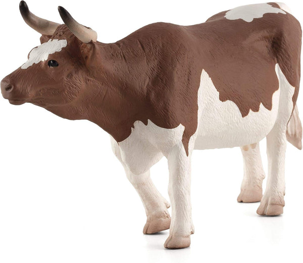 MOJO Simmental Cow Realistic Farm Animal Toy Replica - Hand Painted Figurine