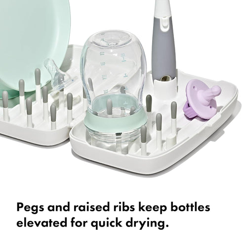 OXO Tot Compact Travel Drying Rack with Bottle Brush - Gray