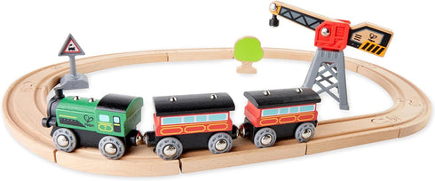 Hape Kids Wooden Railway Steam Engine Toy - Classic Design
