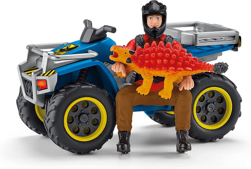 Schleich Dinosaurs Toy Set - Quad Escape from Velociraptor with ATV Truck for Boys and Girls, Ages 4+