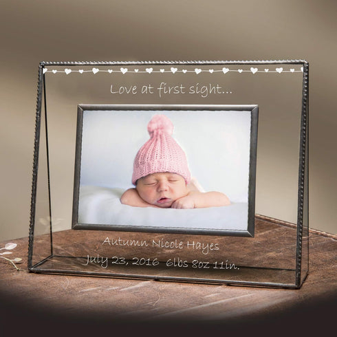 4x6 319 EP558 (4x6 Baby Picture Frame Personalized for New Mom and Dad Photo Engraved Glass Keepsake Nursery Dcor Pic