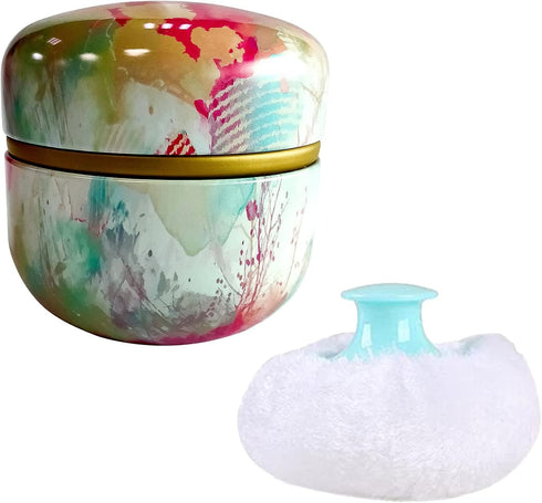 Topwon Body Powder Container with Powder Puff for Baby Women Talc Free Dusting Loose Powder Case Home Travel Powder Box