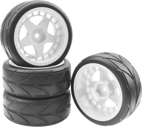 ShareGoo RC OD 2.55" Nylon 12mm Hex Wheels & Rubber Tires Set for Traxxas Tamiya Sakura HSP