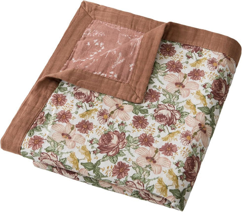 47" 47" 2 Summer Floral-2) Little Jump Boho Vintage Floral Muslin Blanket Baby Quilt - Silky Soft and Breathable Crib