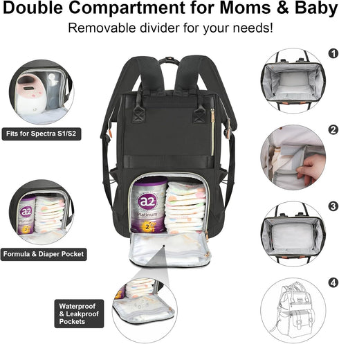 Backpack Pack, Backpack PIIOSER Diaper Bag with Ice Large Capacity & Waterproof Baby Travel Bag for Moms Dads