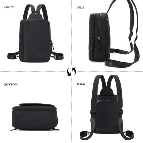 MYHOZEE Backpack 2 1 Sling Bag Crossbody Purse - in Nylon Cross Body Bag Diaper with Wipes Pouch, Water Bottle Pocket