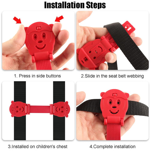 Anti Escape Baby Harness Chest Clip - Red (2 Pack), Prevents Kids from Taking Arms Out of Car Seat