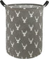 KUNRO Large Sized Storage Basket, Waterproof Coating Organizer Bin Laundry Hamper for Nursery Clothes (Grey deer)