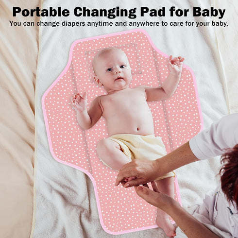 Baby Portable Diaper Changing Pad – Foldable Travel Mat with Built-in Pillow, Waterproof Compact Changing Pad