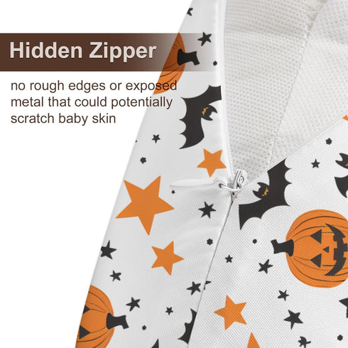 KuphiL10C Halloween Pumpkin Bats Stars Pattern Nursing Pillow Cover, Unisex Fall Autumn Holiday Removable Breastfeeding