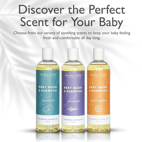 2-in-1 12oz SoCal Suds & Company Organic Baby Shampoo and Body Wash - Castile Soap, Hypoallergenic, Sensitive Skin