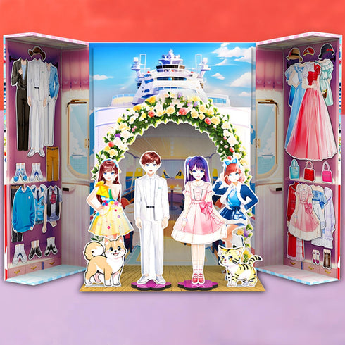 Magnetic Dress Up Paper Doll Game Toys, Dollhouse Magnet Clothes Puzzles for 3+ Year Old Girls
