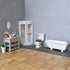 iLAND Dollhouse Furniture and Accessories 1/12 Scale Bathroom Set incl Ceramic Toilet & Bathtub & Wooden Cabinet