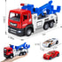 Tow Truck Toys with 2 Mini Toy Cars Set - Pull Back Truck Vehicles with Lights and Sound for Boys 3-9 Years Old
