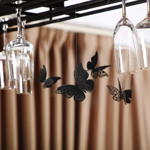 Outus 120 Pieces Black 3D Layered Butterfly Wall Decor, Removable Stickers for Birthday Cake Decorations