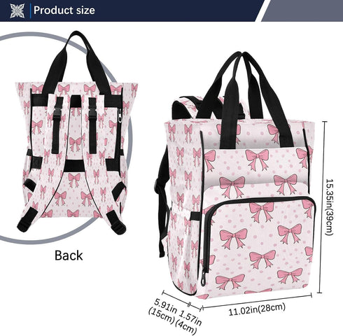 Bulletgxll Backpack Backpack Cute Bows Diaper Bag Large Capacity Baby Bags Multi Function Travel Waterproof Changing