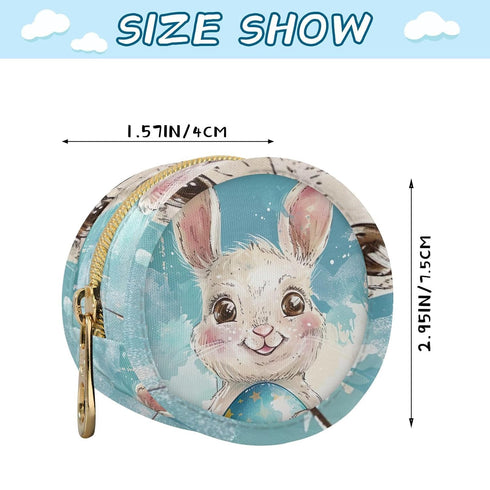 YETTASBIN Easter Bunny Portable Pacifier Holder Case with Metal Hook Buckle & Zipper for Diaper Bag and Stroller