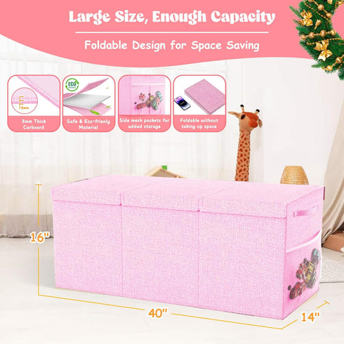 Beadsky 40"x14"x16" Extra Large Toy Box Toddlers Chest with Lids, Collapsible Sturdy Toy Storage Organizer, Kids Bin