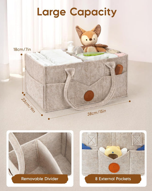 Maliton Baby Diaper Caddy Organizer for Changing Table, Nursery Storage Bin Basket with Handle, Felt Diaper Organizer