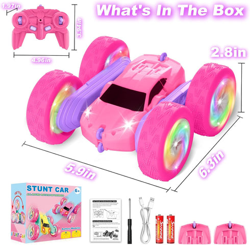 2.4 360Rotating 6 7 8 9 10 11 12 Remote Control Car, RC Cars for Girls, GHz Double Sided RC Crawler with Upgraded USB-C
