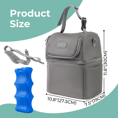 Gemdom Pack, 6 Breast Cooler Travel Bag with Ice Fits Baby Bottles, Insulated Bottle Storage Cooler Bag, Double Layer
