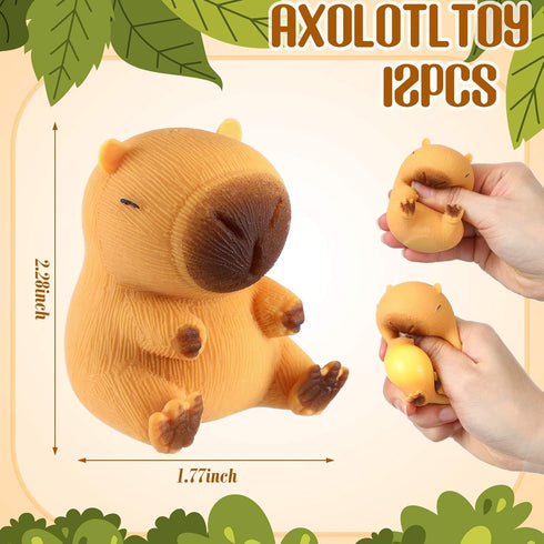 12 Meooeck Pcs Capybara Stress Balls for Adult Mini Capybara Fun Squeeze Fidget Animal Balls Cute for Birthday Party