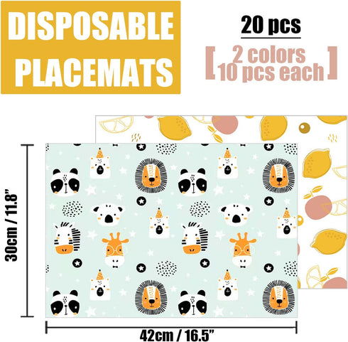 40 pcs Disposable Bibs and Placemats for Baby, Leak Proof Travel Feeding Bibs and Place Mats for Infants and Toddlers