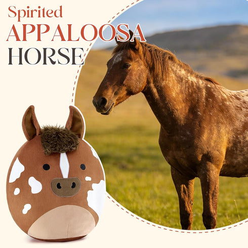 12" PEACH CAT Original Appaloosa Horse Stuffed Animal Cute Horse Plush Soft Plushies Toys Gifts for Kids Adults Brown