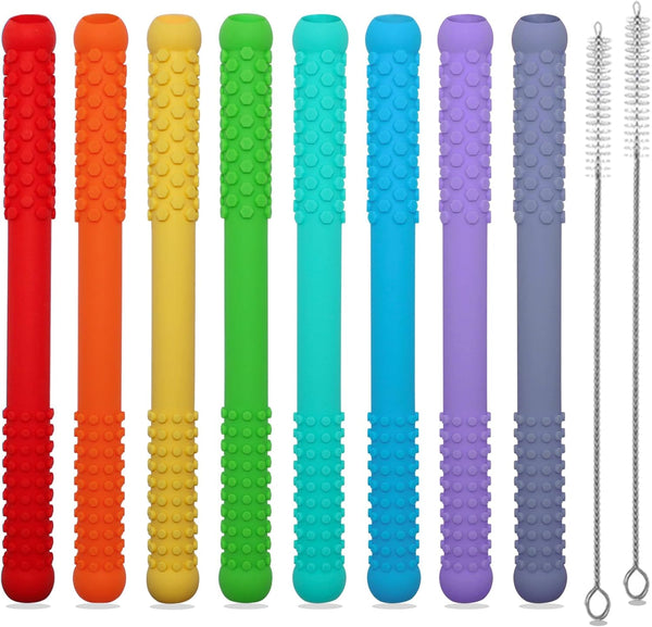 Teething Straws Sticks for Babies 6-12 12-18 Months, 8 Pack Teething Toys