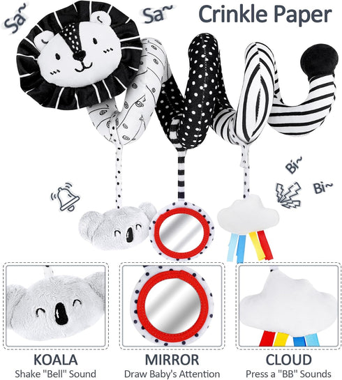 Joyreal High Contrast Baby Toys for Newborn, Black and White Baby Sensory Toys with Car Seat Toys,Infant Toys