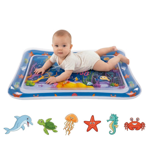 Piszvbej Tummy Time Water Mat for Babies, Inflatable Tummy Time Water Play Mat,