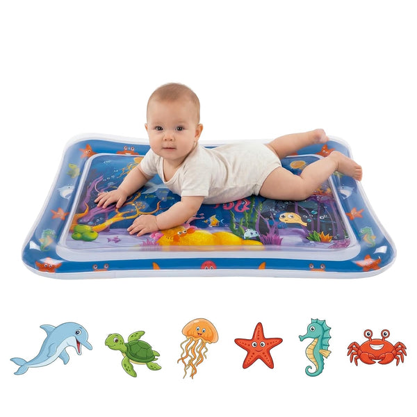 Piszvbej Tummy Time Water Mat for Babies, Inflatable Tummy Time Water Play Mat,
