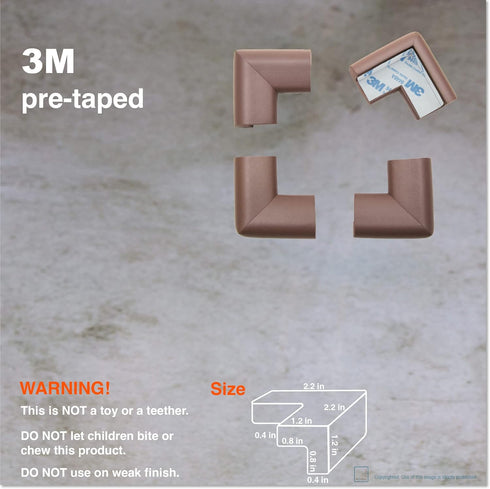 Roving Cove HeftyFit Corner Protector for Baby, 4 Large Corners, Heavy-Duty Soft Rubber Foam, Coffee Brown