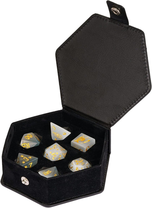 UDIXI Gemstone Dice Set | 7PCS Stone DND Dice with Gift Case for Dungeons and Dragons & MTG