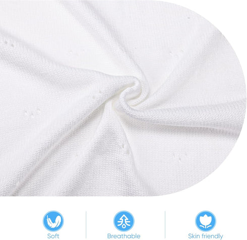 Runeaoys Communion Baptism Christening Easter First Gifts for Girls Boys Baby Blanket White Lace Knitted Crochet Towel