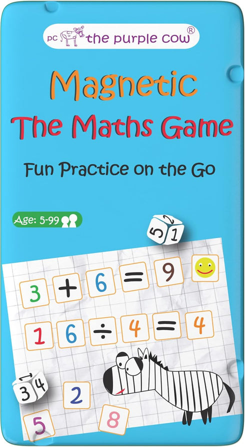The Purple Cow Maths Game, Magnetic Travel Game for Boys and Girls, Unique Arithmetic Practice Activity