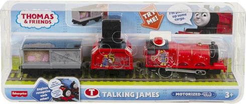 Thomas & Friends Motorized Talking James Engine Toy Train with Sounds, Phrases & Coal Car for Kids Ages 3+