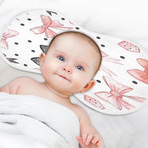 YETTASBIN Bow Dots Muslin Baby Burp Cloth, Super Soft Absorbent Cotton Burp Rag Baby Bibs Feeding Cloth for Newborn