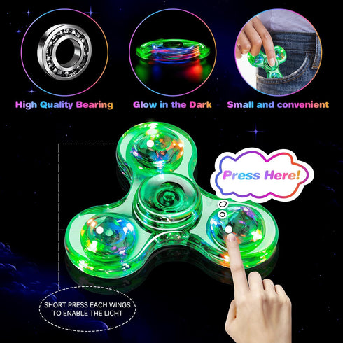 FIGROL 5 Pack LED Light Up Fidget Spinners, Party Favors and Classroom Prizes