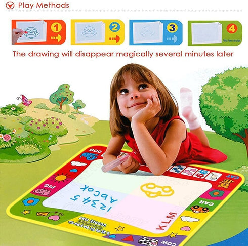 Magic Drawing Mat/Water Doodle Mats (31.4in x 23.6in) - Reusable Coloring Aqua Classic Mat with Magic Pen for Kids