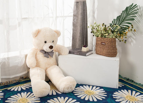 Misscindy Giant Teddy Bear Plush Stuffed Animals, 47 inch for Girlfriend or Kids, White