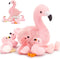 MorisMos Plush Flamingo Stuffed Animals-18in Mommy Stuffed Flamingo with 4 Baby Bird