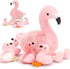 MorisMos Plush Flamingo Stuffed Animals-18in Mommy Stuffed Flamingo with 4 Baby Bird