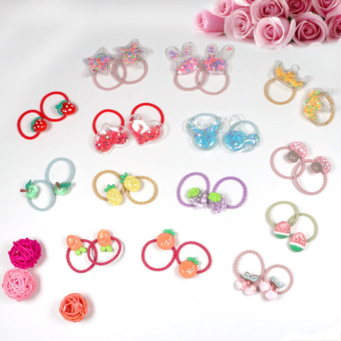 WillingTee 120pcs (60 pairs) Mix Colors Girl's Soft Rubber Bands Hair Ties for Kids, Infants, Toddlers, Teens