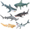 Flormoon Realistic Shark Figurines - 6pcs Undersea Creature Action Models, Educational Toy & Cake Topper for Kids