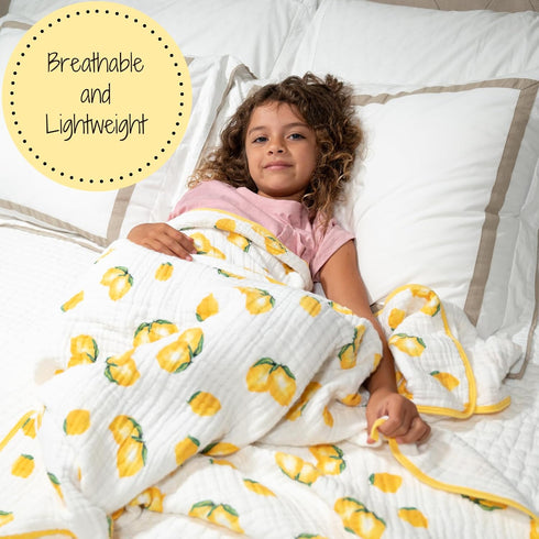 100% 47 47 Inches 6 LollyBanks Muslin Baby Quilt, Cotton Baby Blanket for Boys and Girls, Large x Versatile Crib