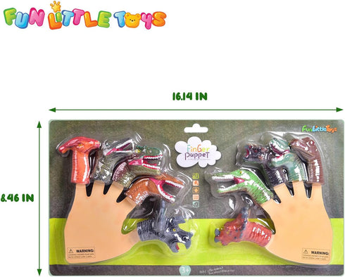 Fun Little Toys 10 Pcs Dinosaur Head Finger Puppets, Best Choice for Party Favors and Goodie Bag Fillers