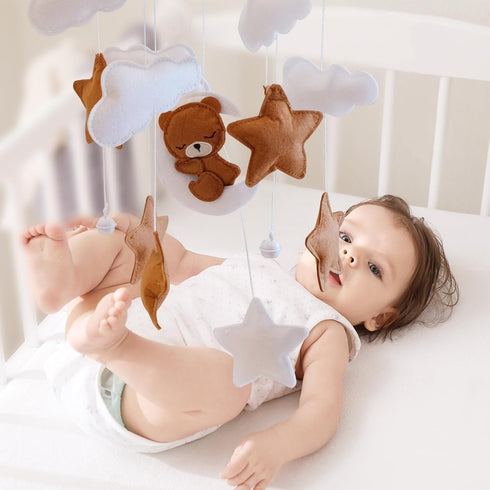 Set Baby Crib Mobile - Bear Mobile for Crib, Felt Cloud Nursery for Boys and Girls, Baby Bassinet Mobile Toy - Shower