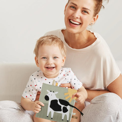 Soft Baby Book with Touch and Feel Pages, Cute Sensory Book for Babies 0-6 Months, Perfect for Baby Showers