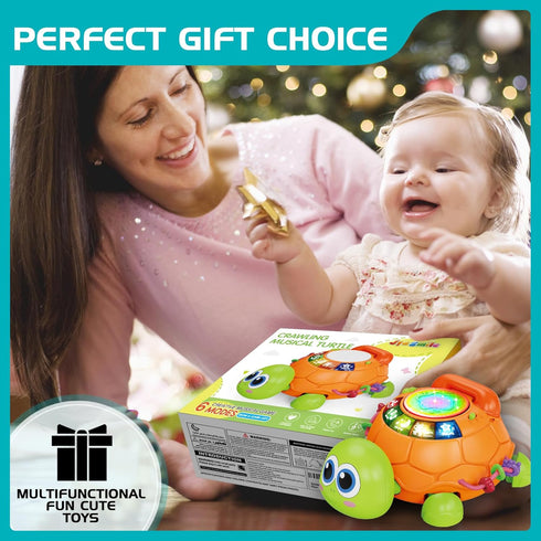 6 12 12-18 7 8 9 10 11 1-2 Baby Toys to Months, Musical Turtle Crawling Baby Toys for Month, Early Learning Educational